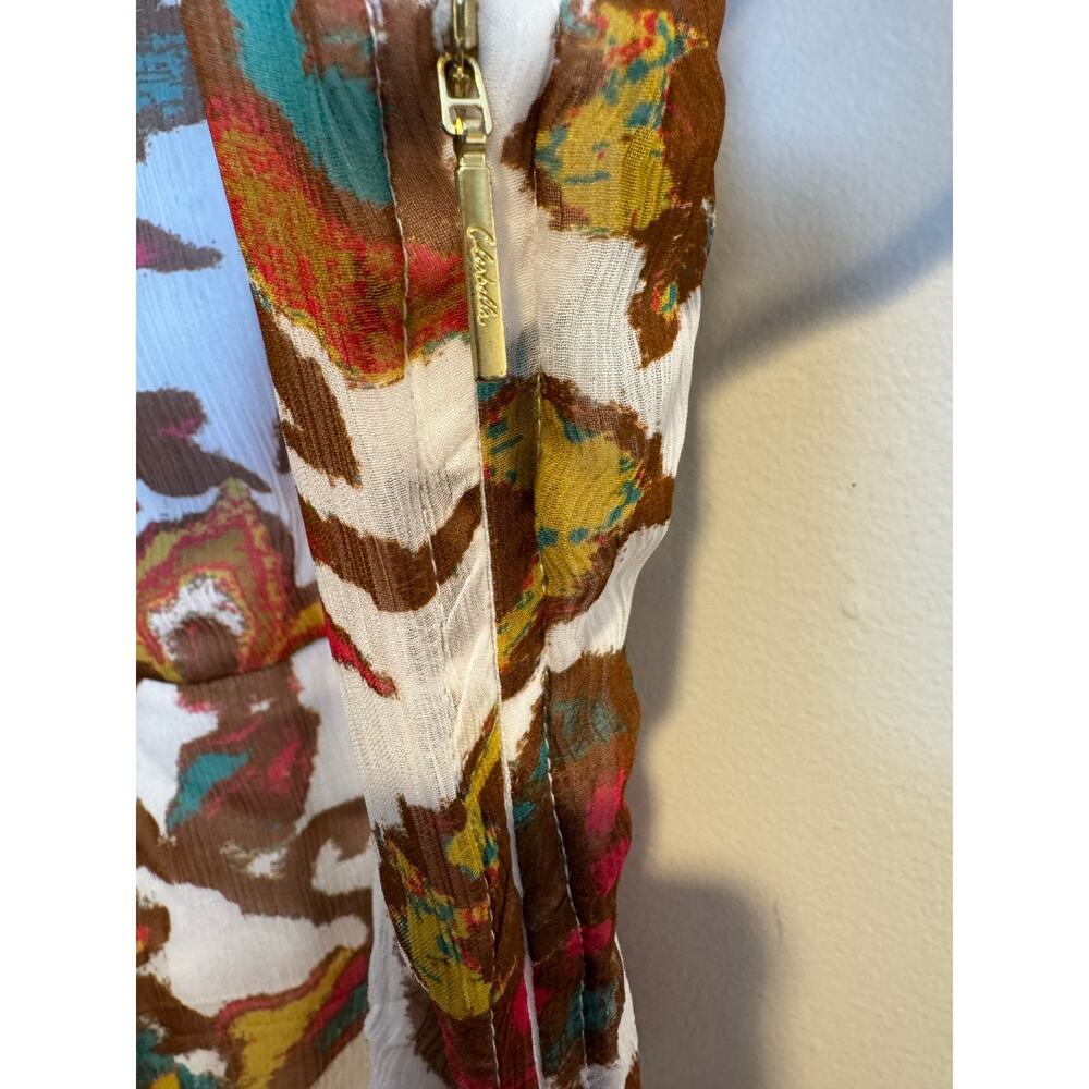 Cleobella Cecilia Shea Abstract Floral Ruched Front Slit Maxi Dress Size Small - Picture 6 of 9